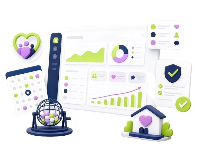 Charity bingo hall software dashboard for CRM, loyalty and compliance
